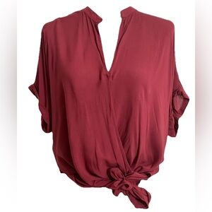 BCBG Generation Wrap Shirt Maroon Ties Size XS